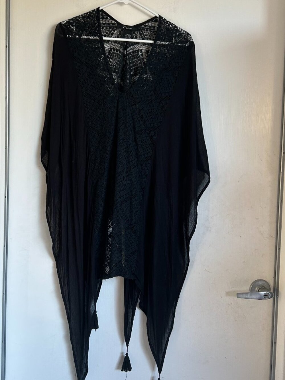 Cejon - Black Beach Coverup With Tassels